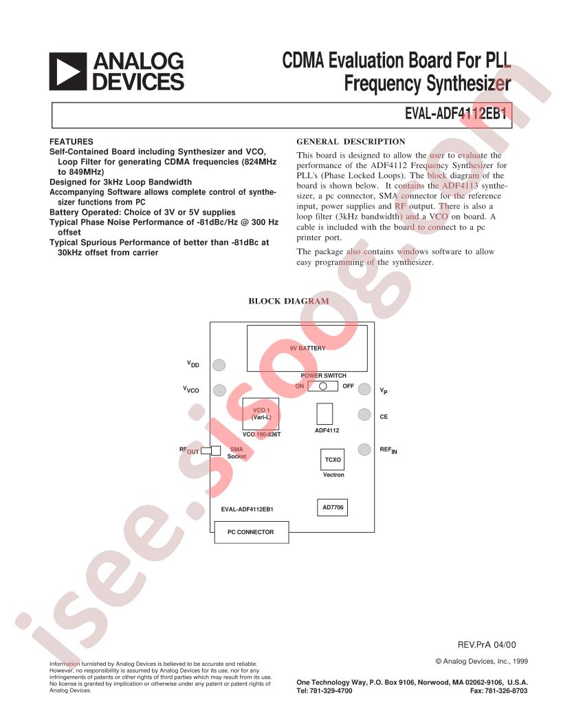 EVAL-ADF4112EB1