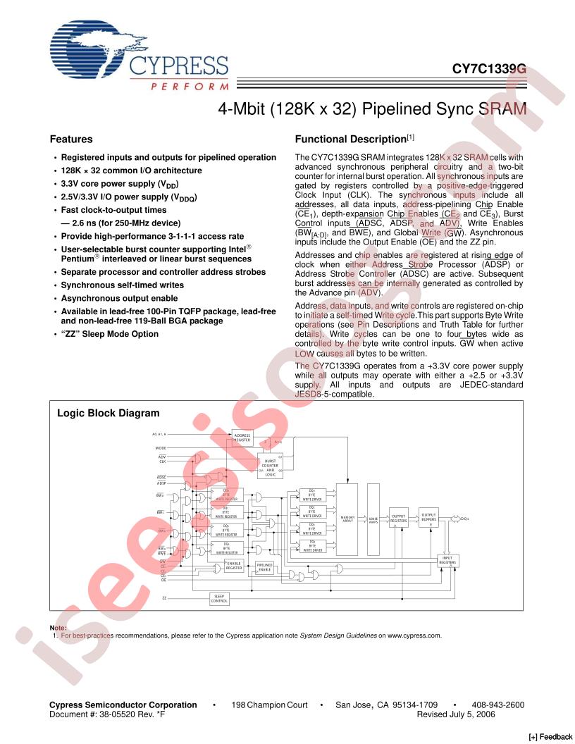 CY7C1339G-133AXC