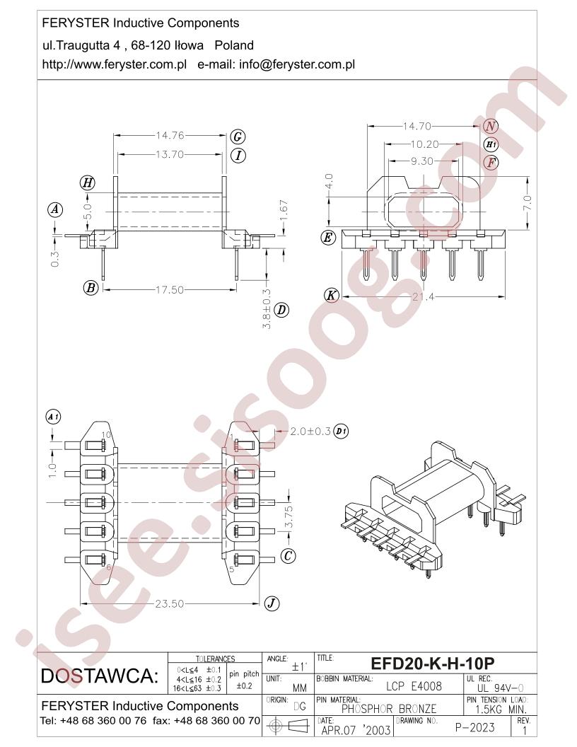 EFD-20-K-H-10P