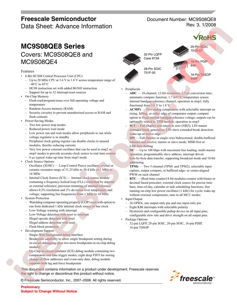 MC9S08QE8C20
