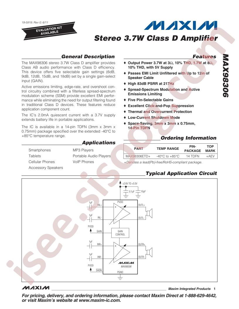MAX98306ETD