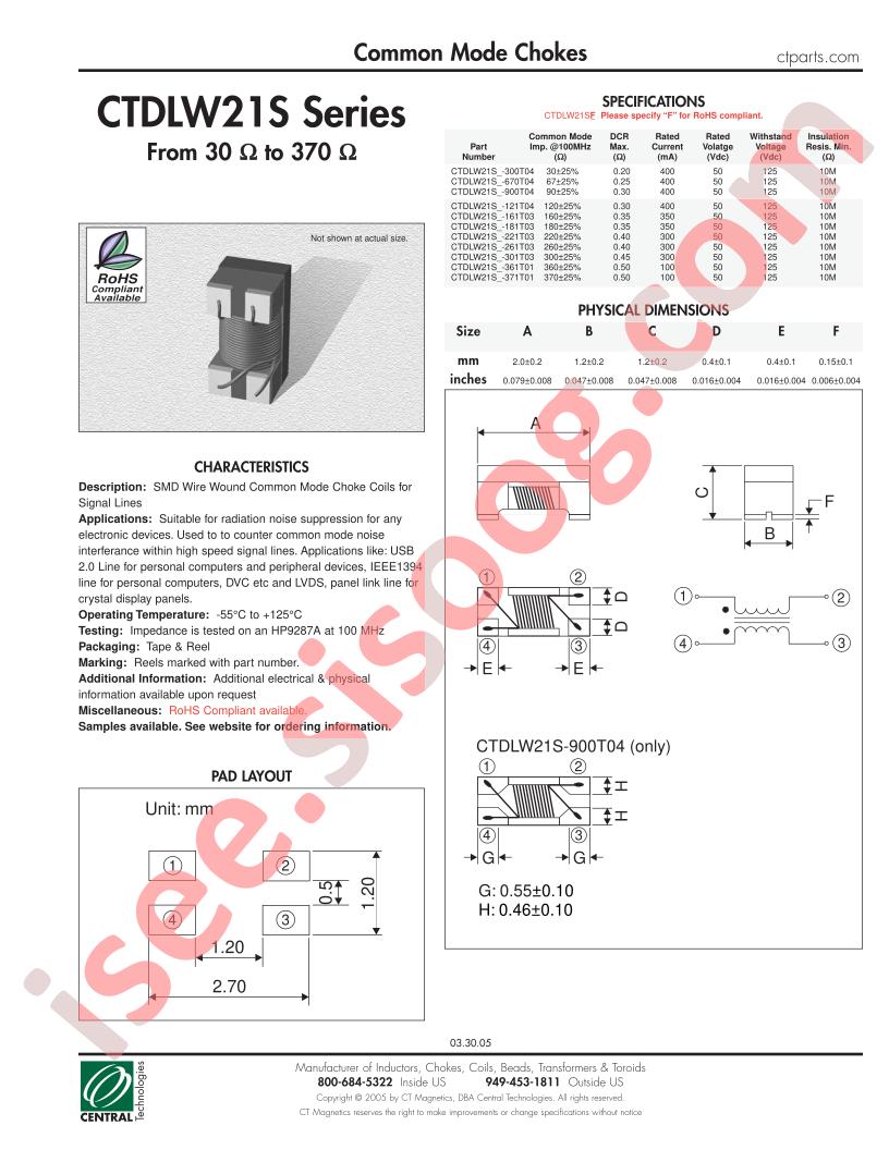 CTDLW21S-121T04