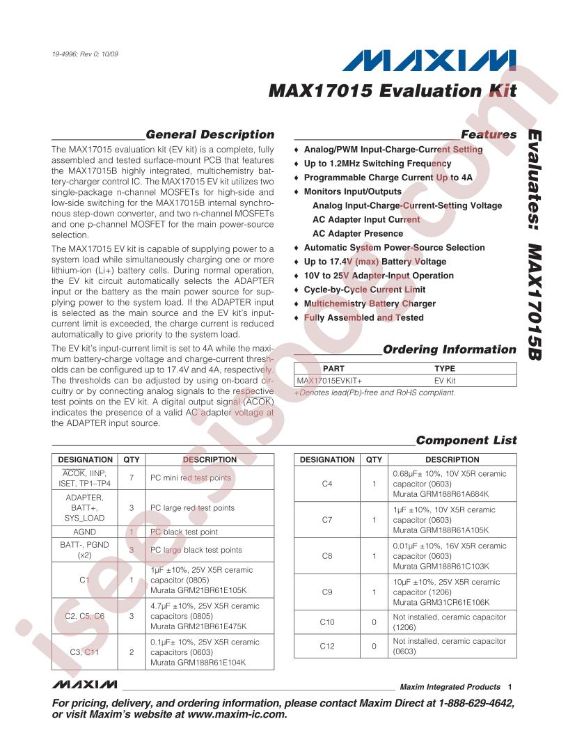 MAX17015EVKIT+