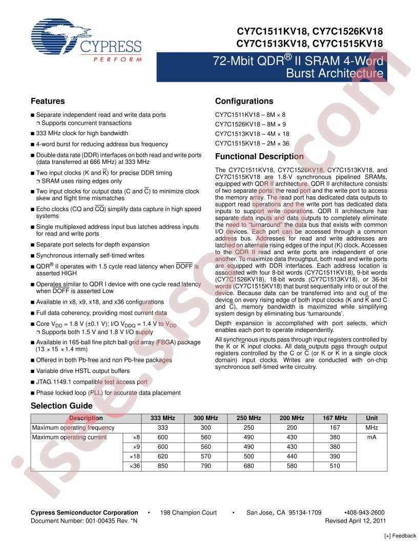 CY7C1513KV18-250BZXC