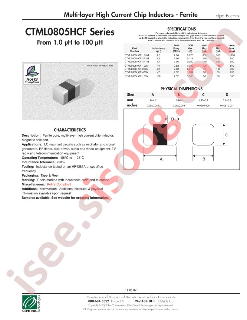 CTML0805HCF-1R0M