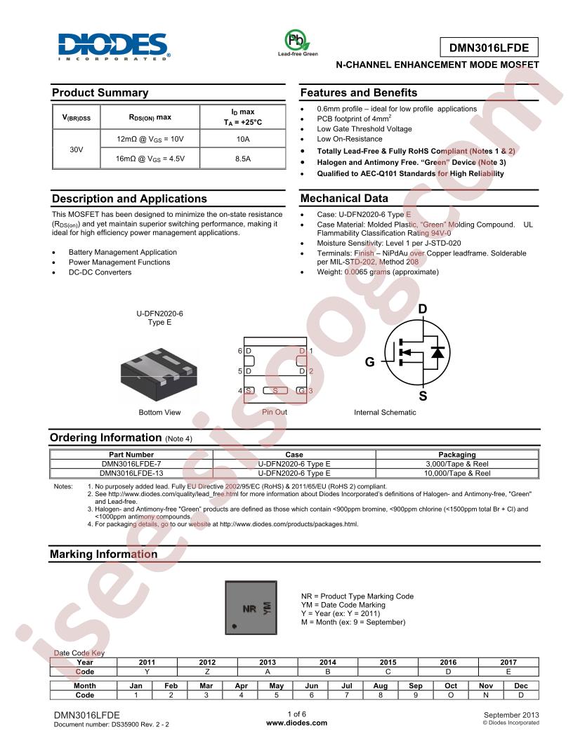 DMN3016LFDE-13