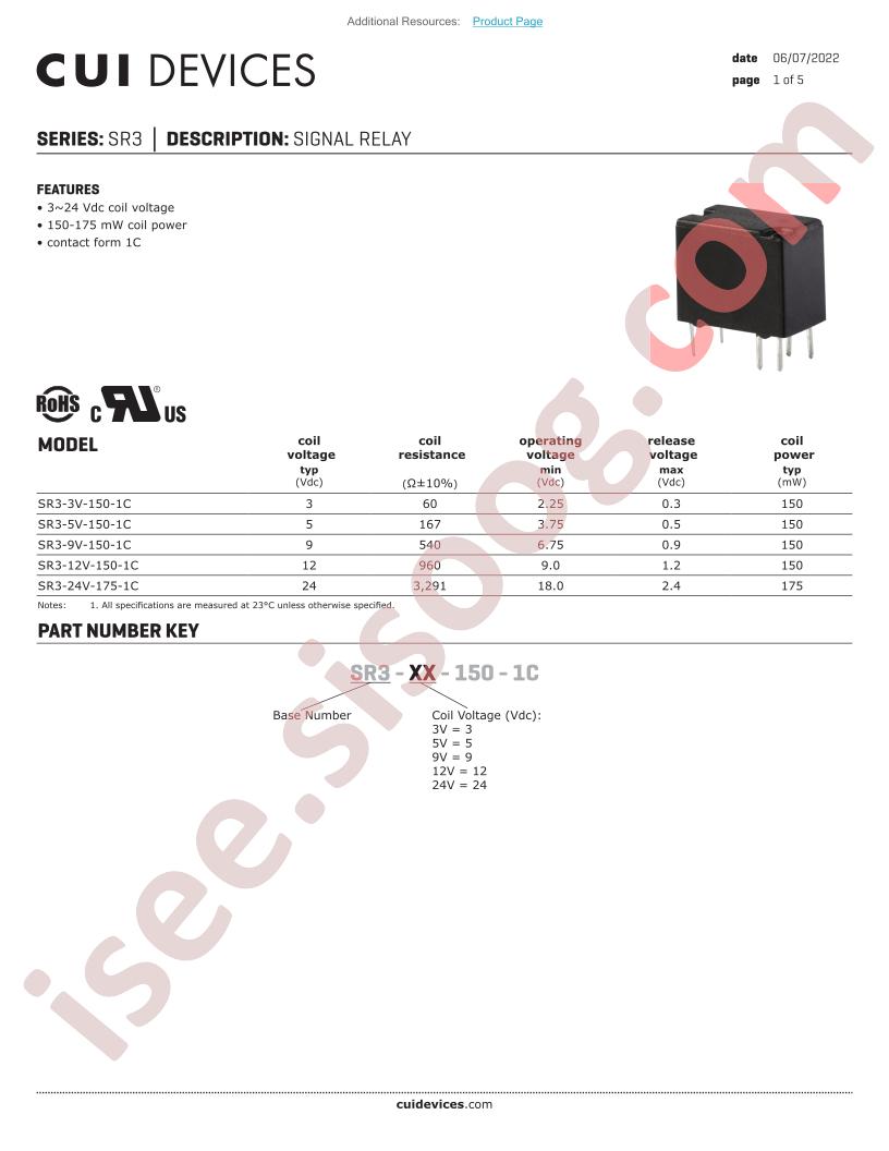 SR3-3V-150-1C