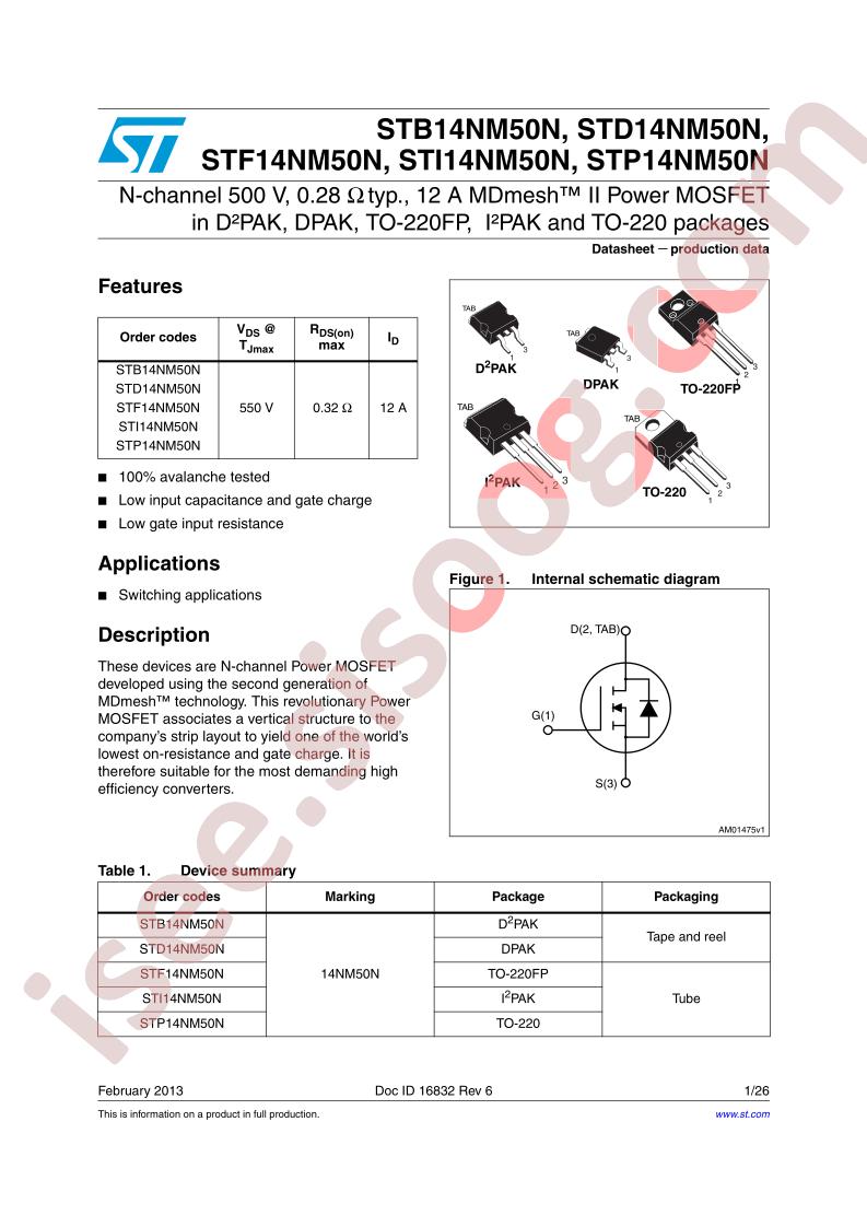 STD14NM50N