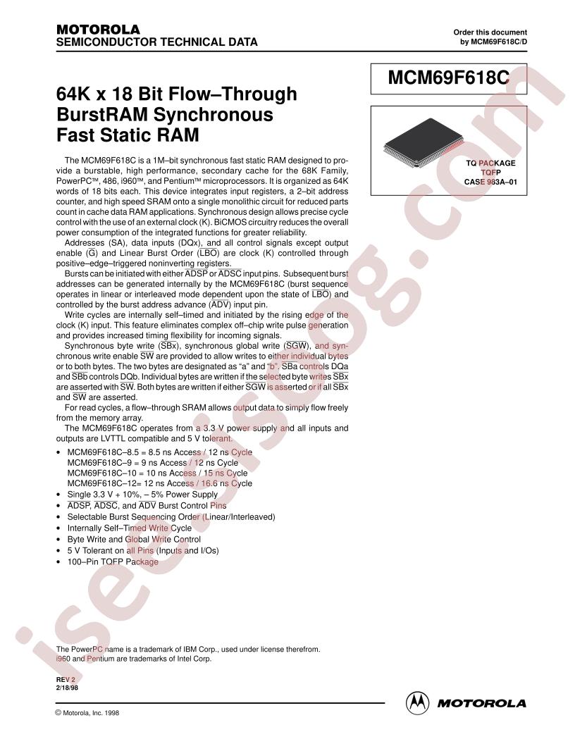 MCM69F618CTQ12