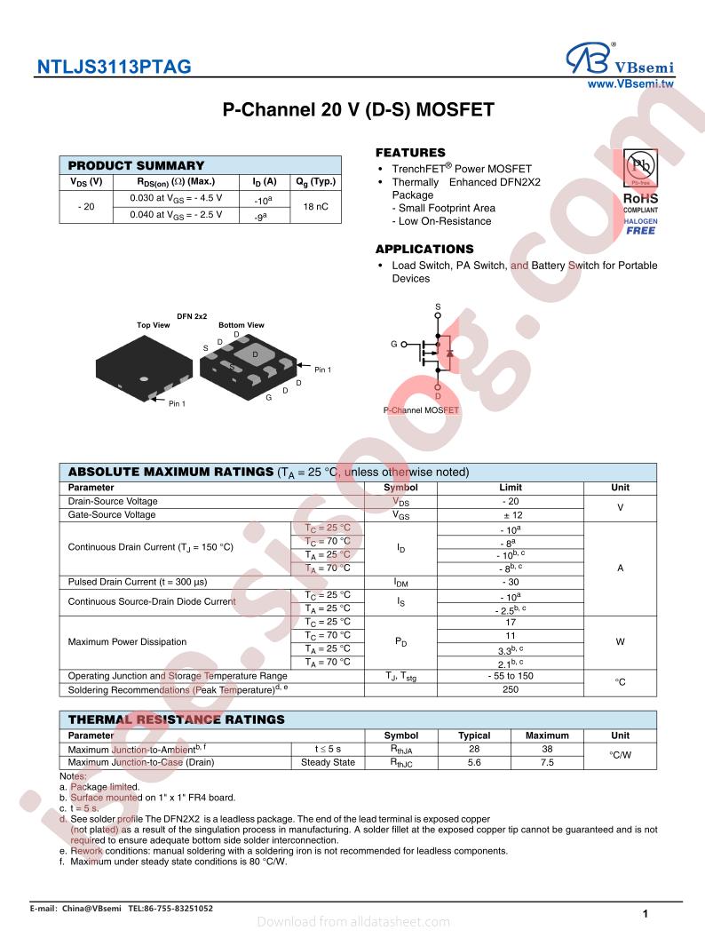 NTLJS3113PTAG