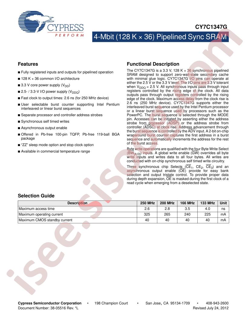 CY7C1347G-133AXC