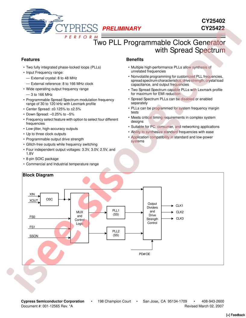 CY25402SXC-XXXT