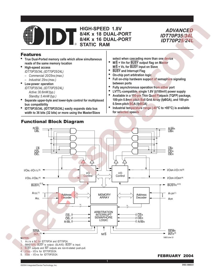 IDT70P34L20BYI