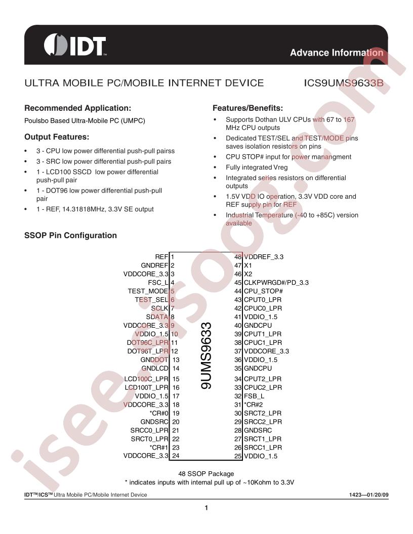 ICS9UMS9633B