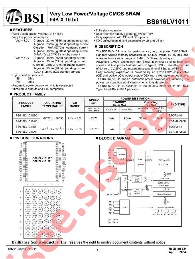 BS616LV1011ACP70