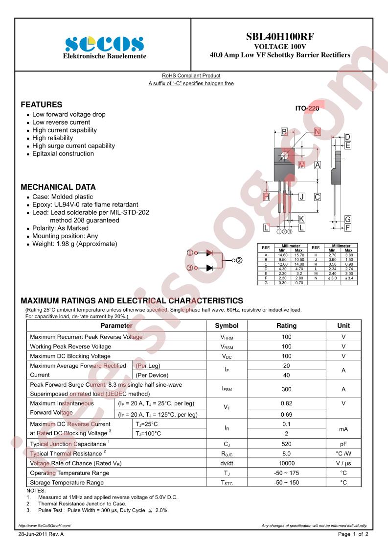 SBL40H100RF