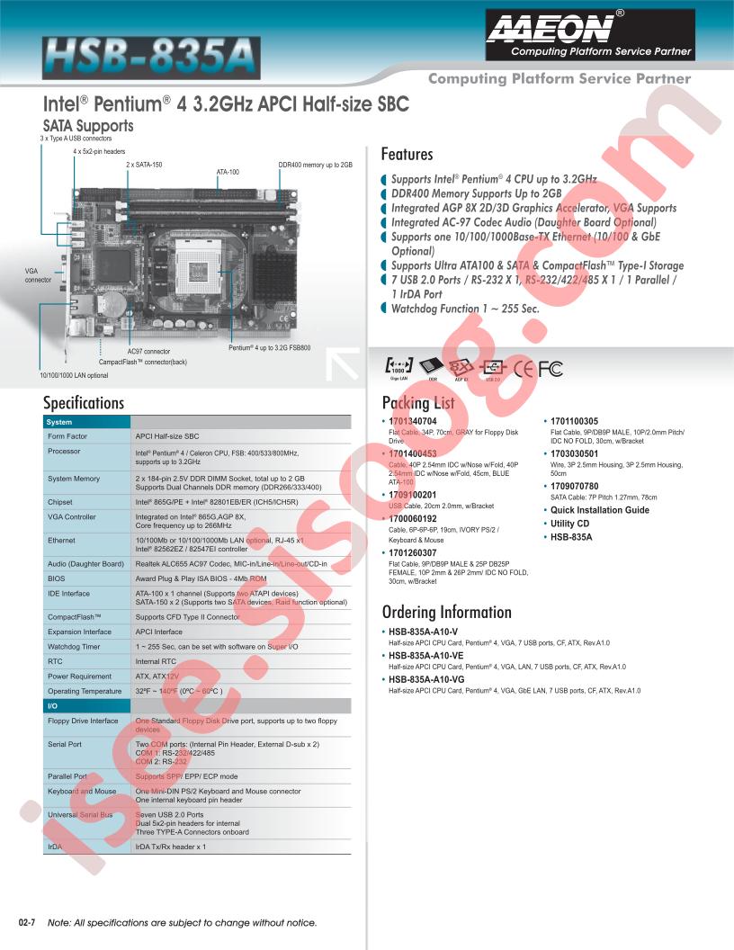 HSB-835A-A10-VE