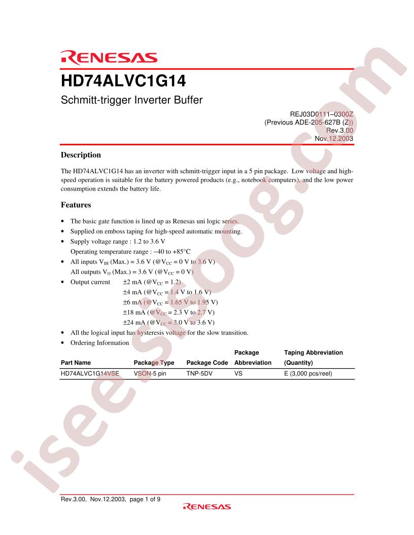 HD74ALVC1G14
