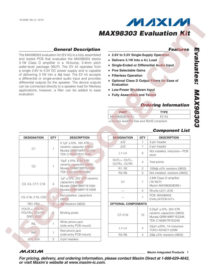 MAX98303EVKIT