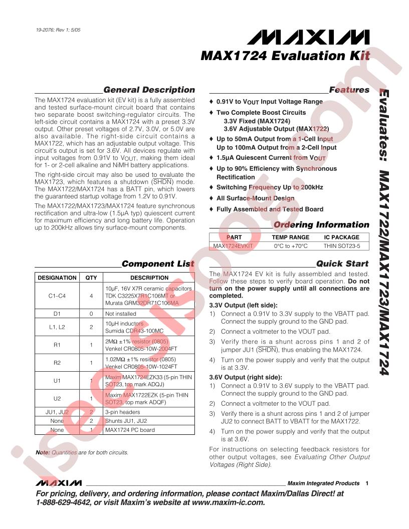 MAX1724EVKIT