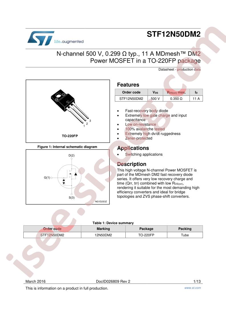 STF12N50DM2