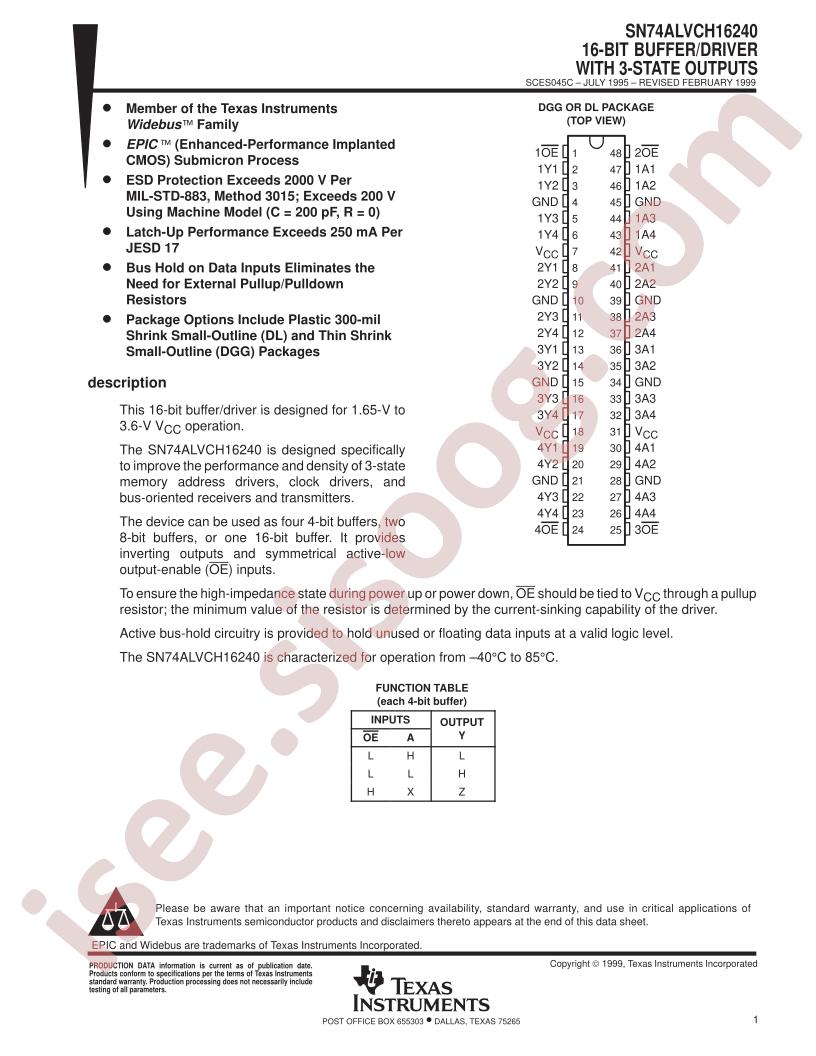 SN74ALVCH16240DGG