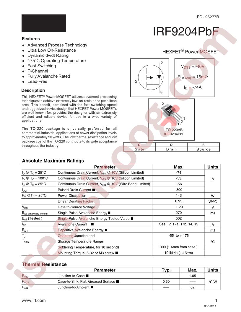 IRF9204PBF