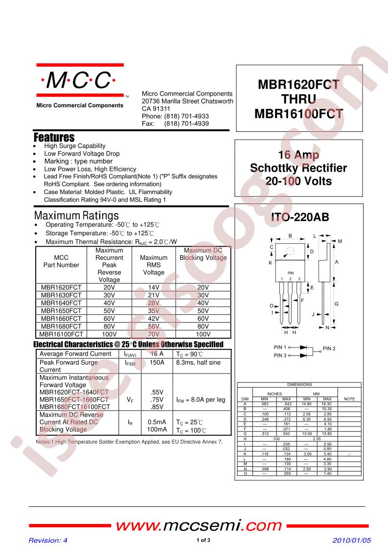 MBR1650FCT
