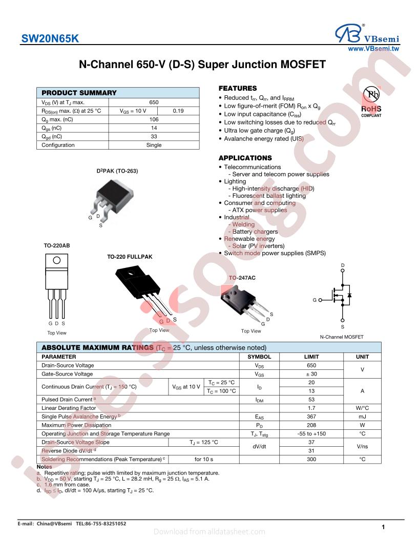 SW20N65K