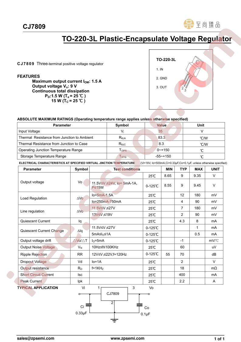 CJ7809-TO220-3L