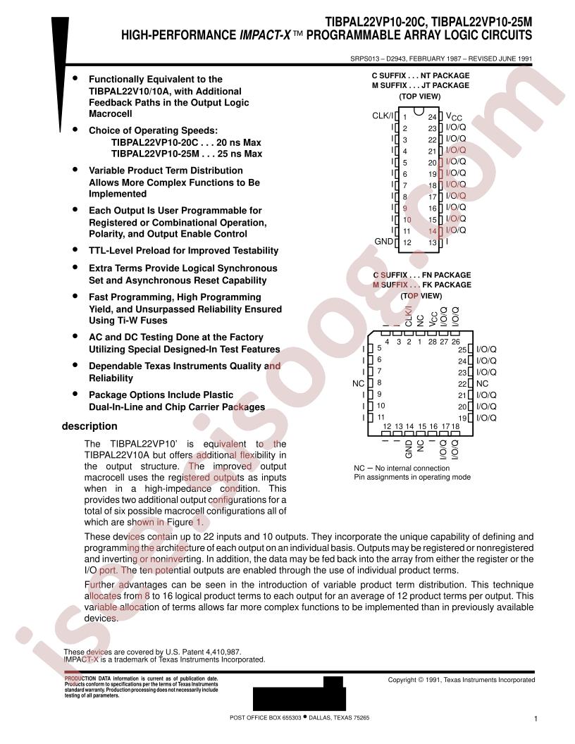 TIBPAL22VP10-20CNT