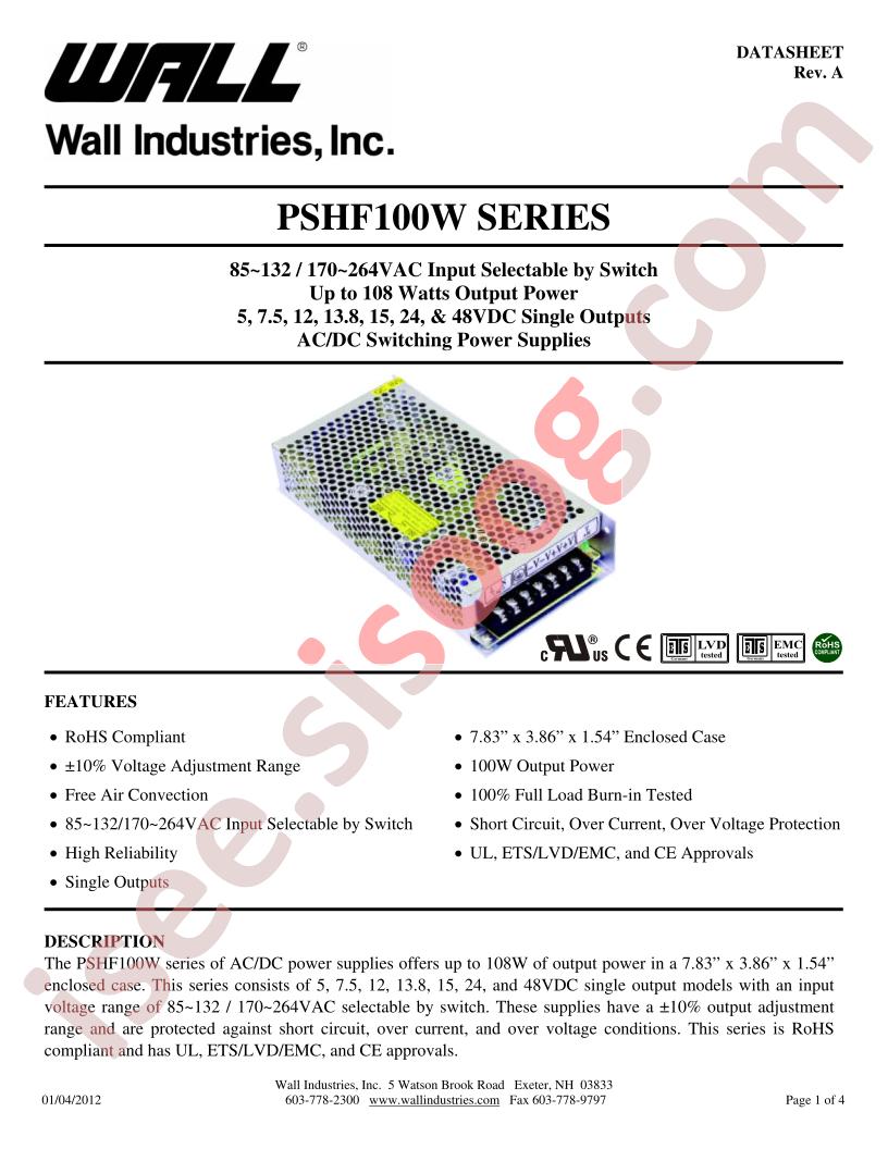 PSHF100W-SF-13.8