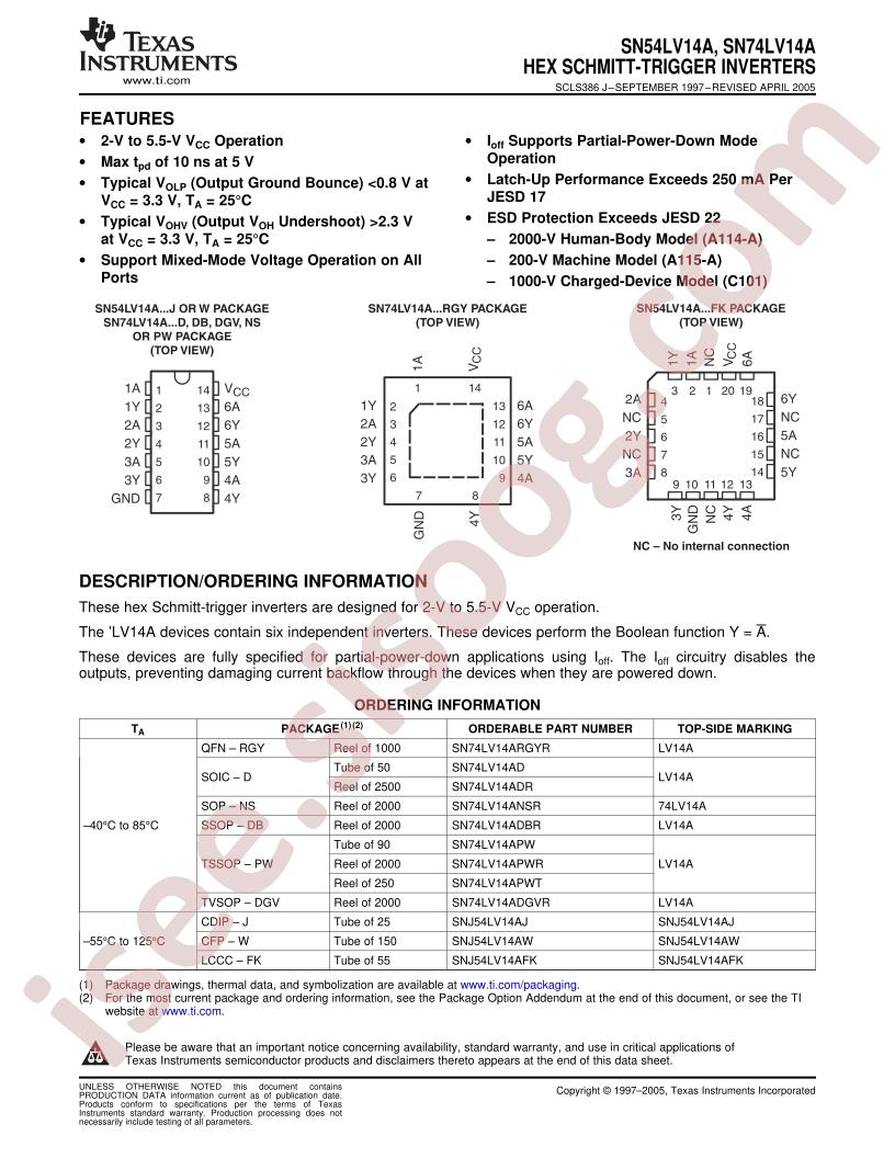 SN54LV14A