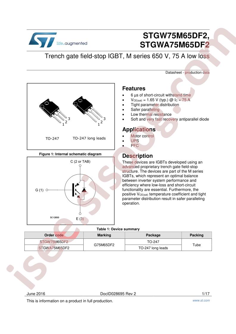 STGW75M65DF2