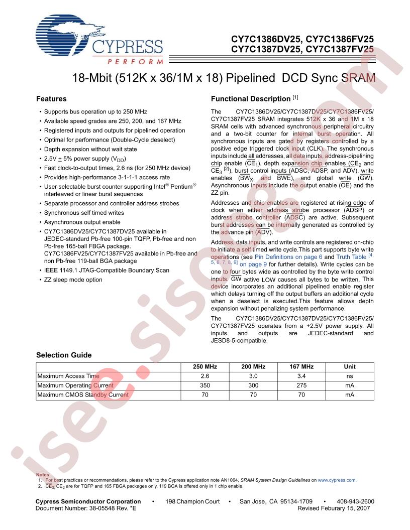 CY7C1386DV25