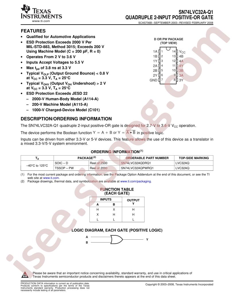 SN74LVC32A-Q1