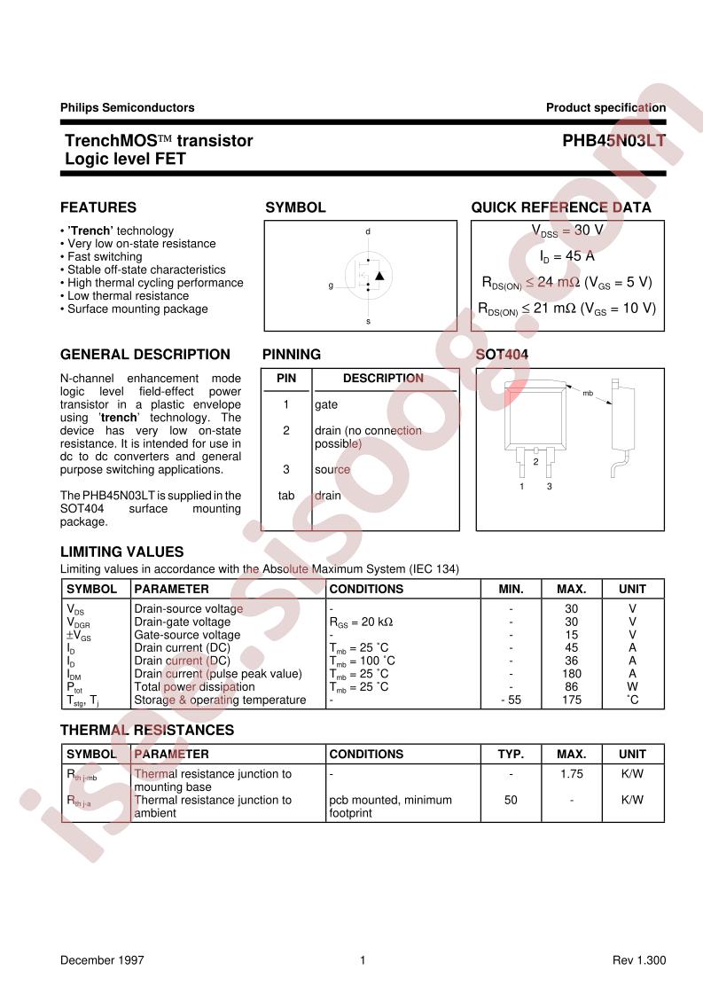 PHB45N03LT