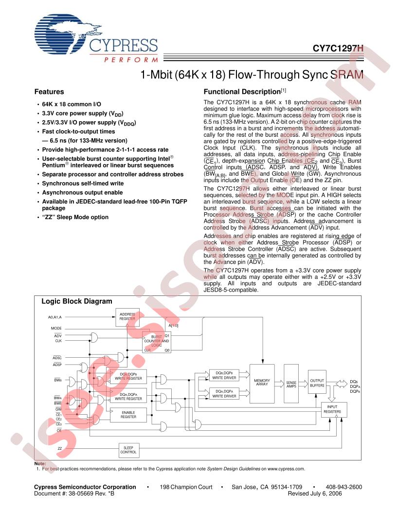 CY7C1297H-100AXC