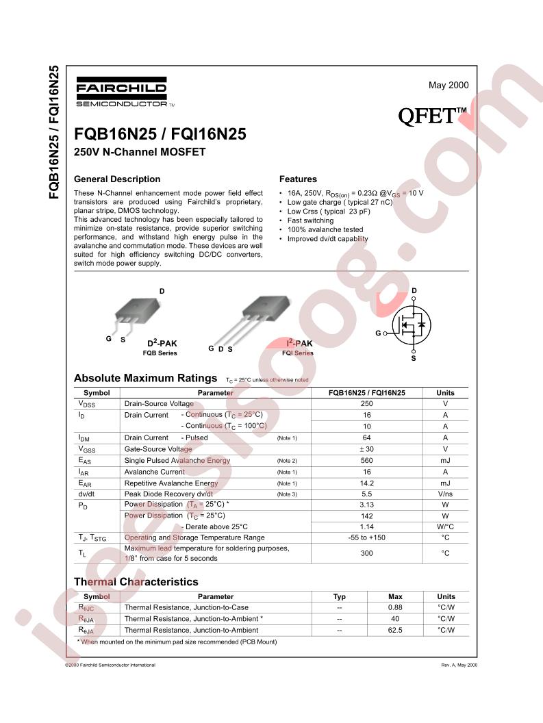 FQB16N25