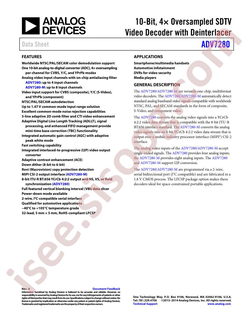 ADV7280BCPZ-RL