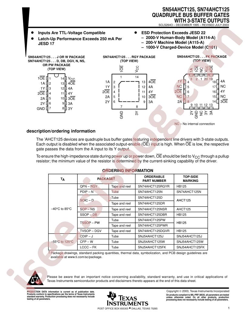 SN54AHCT125