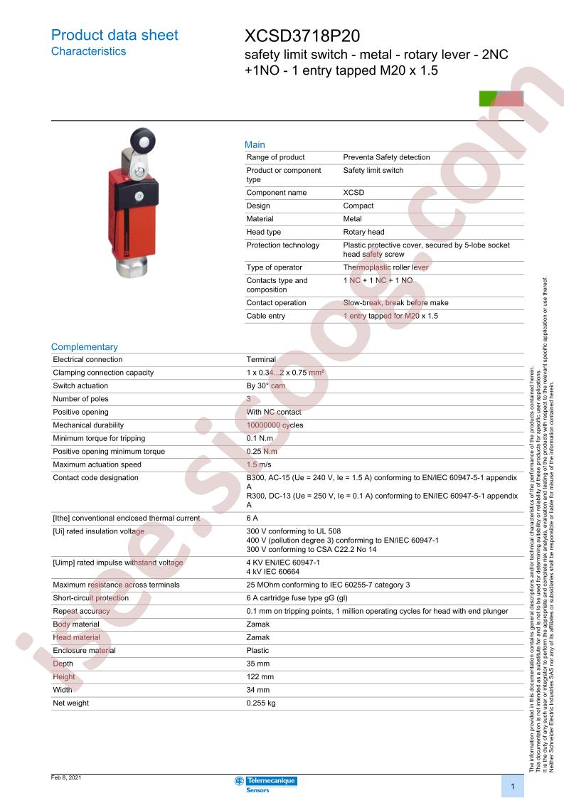 XCSD3718P20
