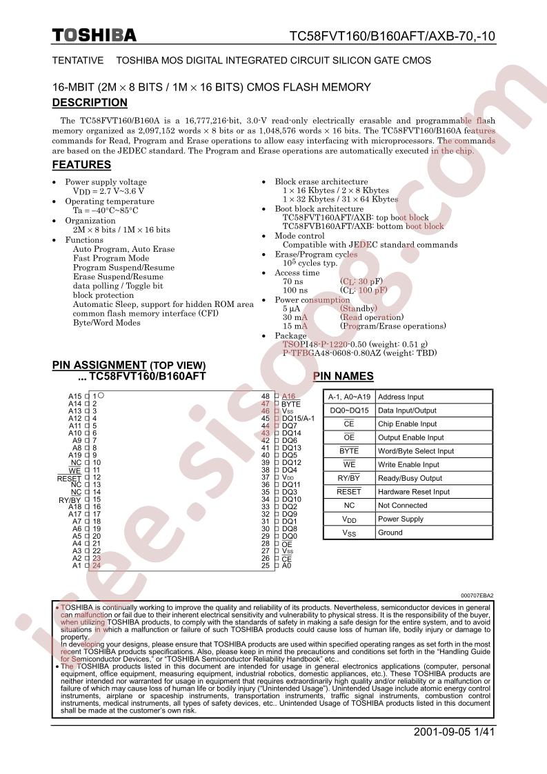 TC58FVB160AFT