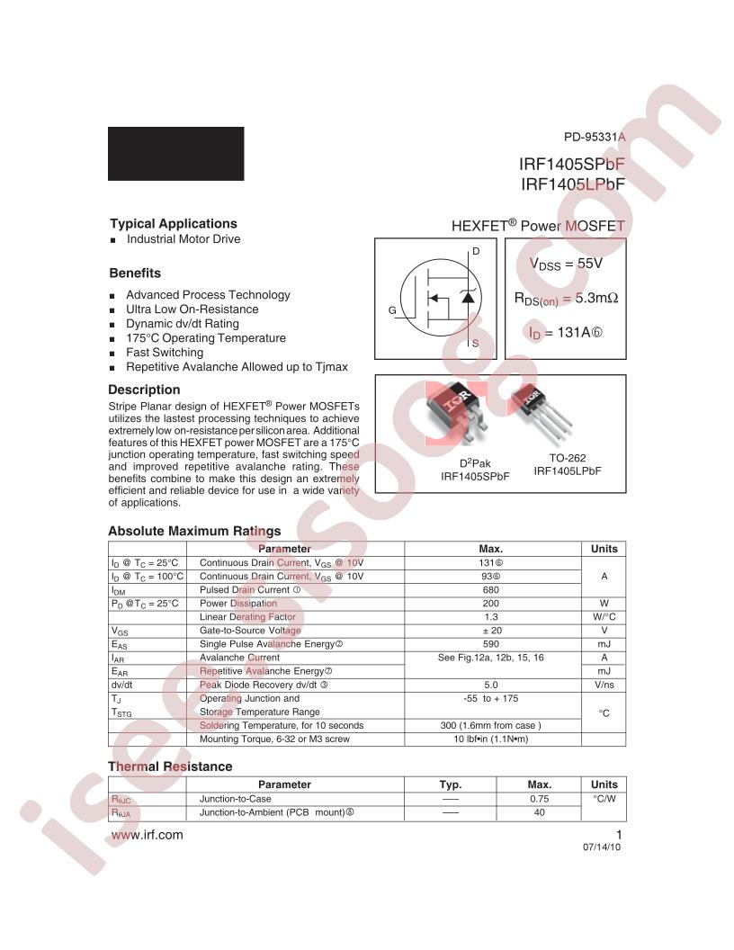 IRF1405SLPBF