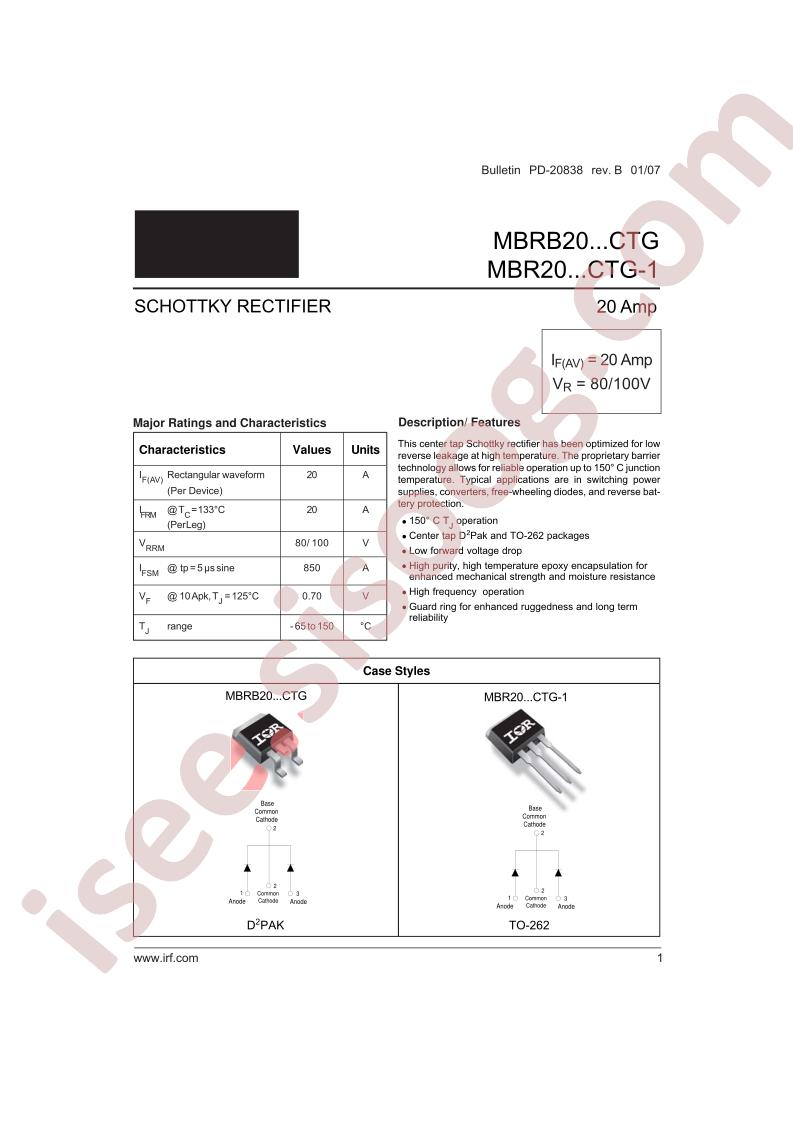 MBRB20100CTG-1TRL-PBF