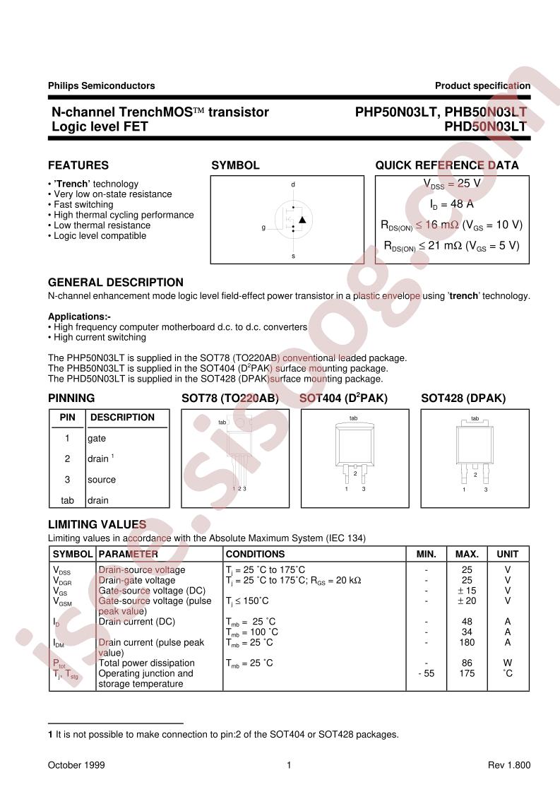 PHP50N03LT