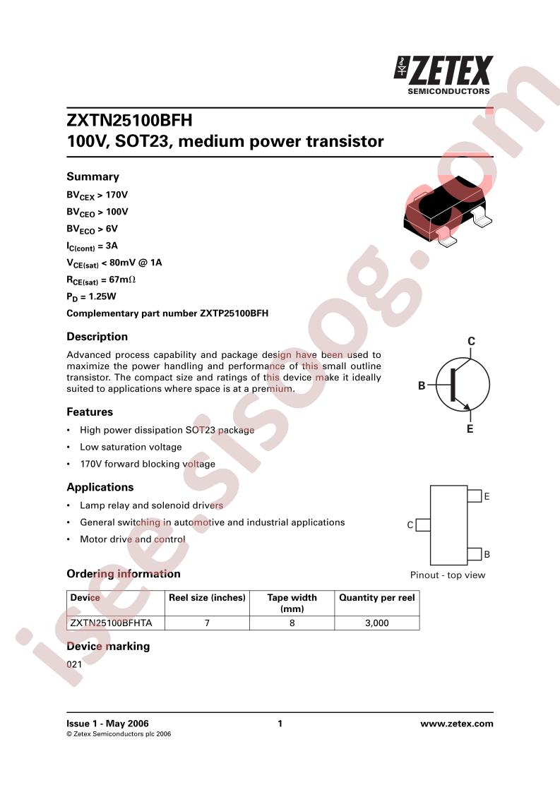 ZXTN25100BFHTA