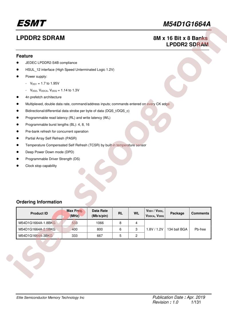 M54D1G1664A-2.5BKG