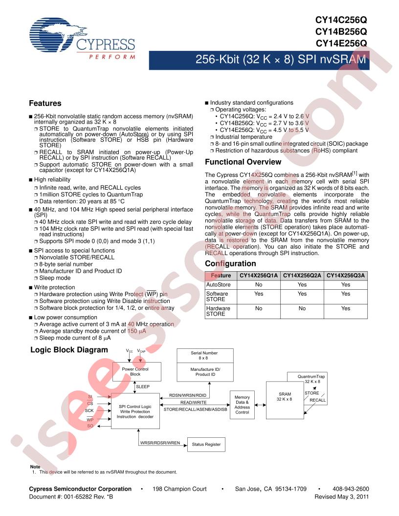 CY14B256Q1A-SXI
