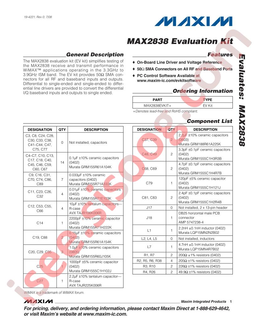 MAX2838EVKIT+